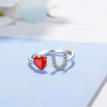 Load image into Gallery viewer, Red Heart Silver Ring
