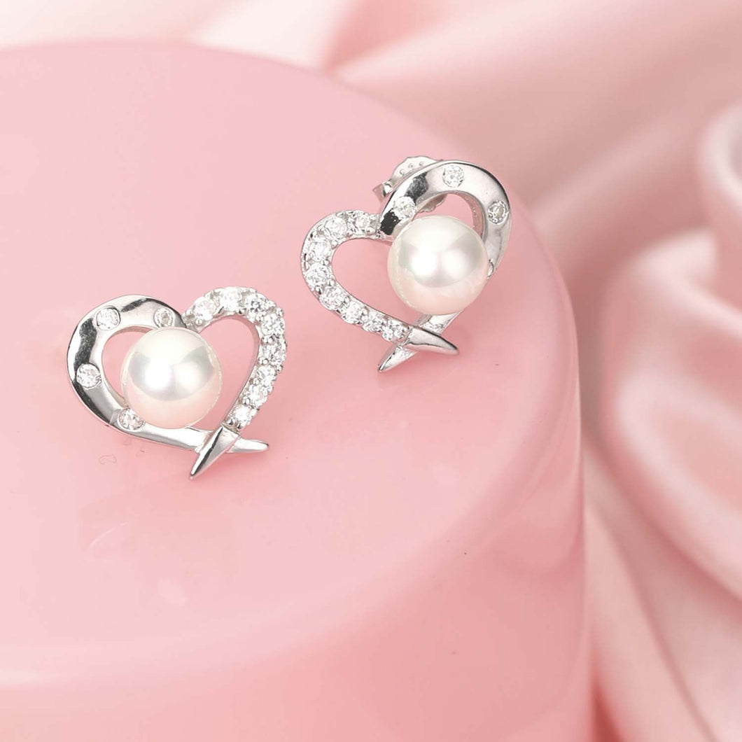Florence Heart Silver Earrings