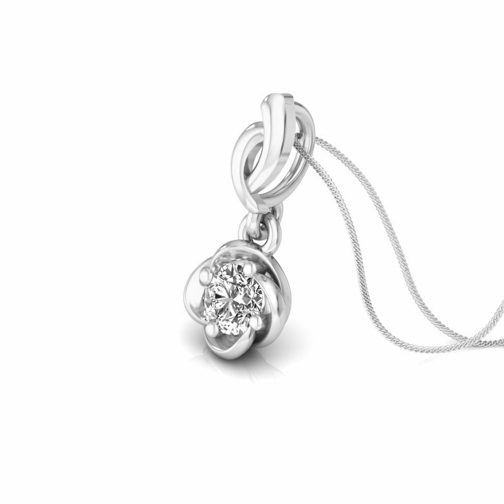 Women's Round Cut Silver Flower Pendant Necklace ( GB109 )