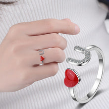 Load image into Gallery viewer, Red Heart Dazzling Silver Ring

