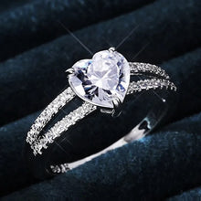 Load image into Gallery viewer, White Heart Crystal Silver Ring
