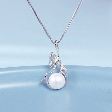 Mermaid Natural Pearl Pendant Silver Necklace