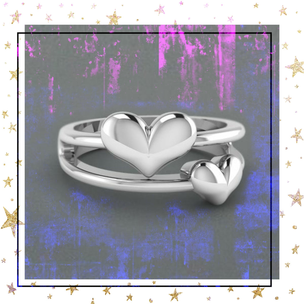 Double Heart Love Promise Silver Ring