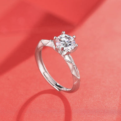 Berlin Solitaire Moissanite Dainty Silver Ring