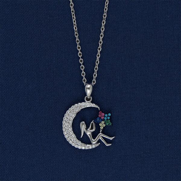 Girl With Stars Silver Pendant Set