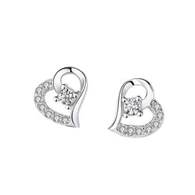 Load image into Gallery viewer, Heart Solitaire Silver Earrings

