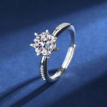 Load image into Gallery viewer, Ladies Bud Ring Moissan Diamond Silver Ring
