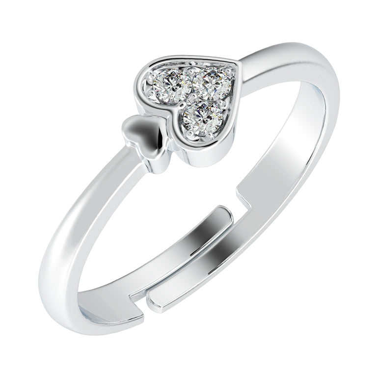 Classic Style Creative Heart-Shaped Silver Ring
