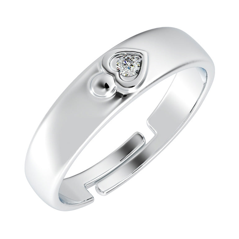 Classic Style Creative Heart-Shaped Silver Men's Ring