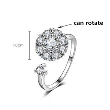 Load image into Gallery viewer, Spinning Rotating Open Ring Crystal Anxiety Adjustable Ring
