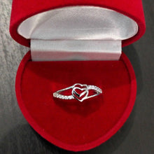 Load image into Gallery viewer, Double Layer Heart Silver Ring
