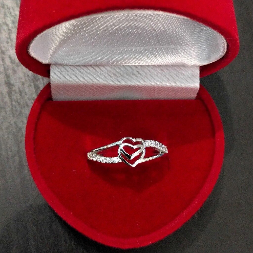 Double Layer Heart Silver Ring
