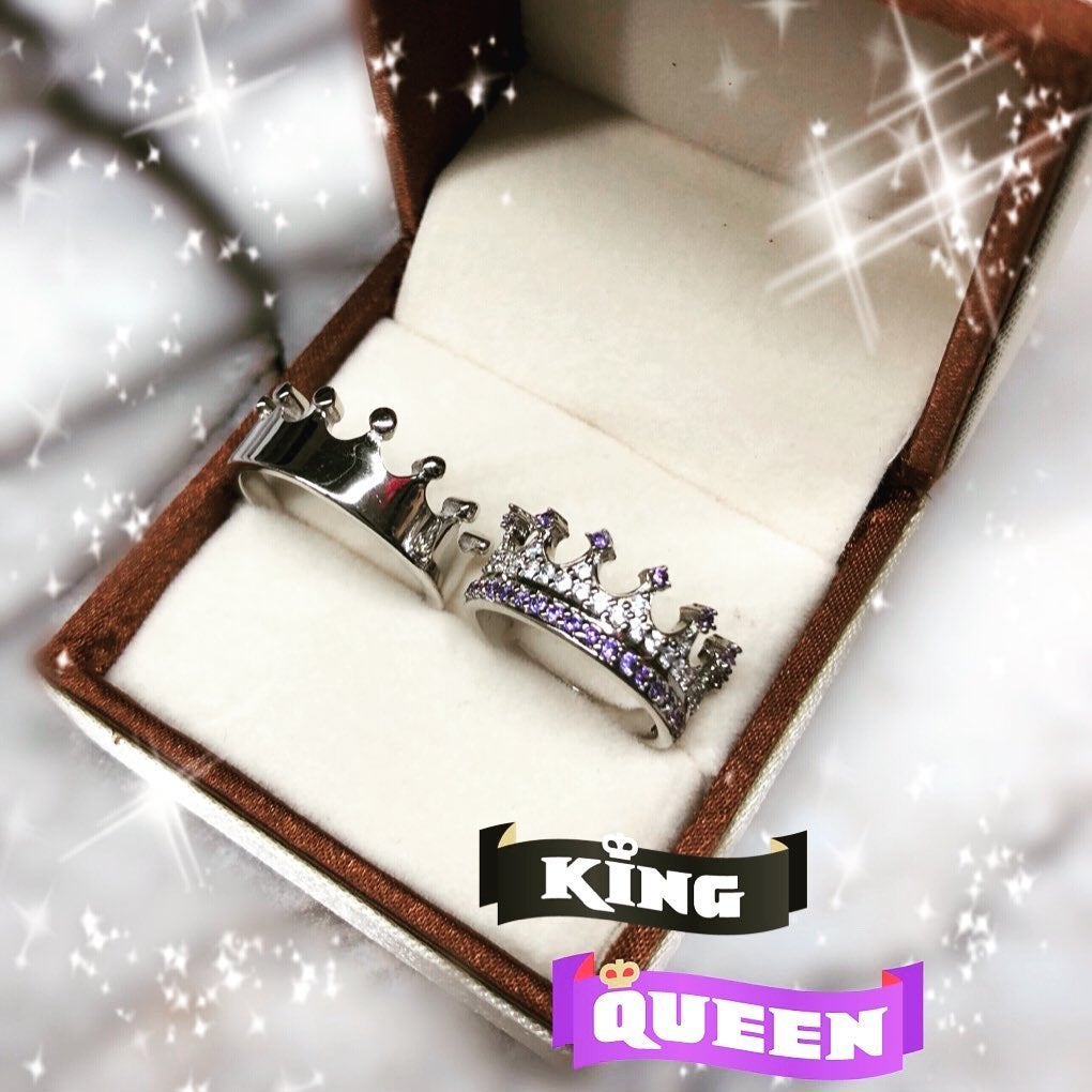 Stylish Silver Queen King Couple Ring