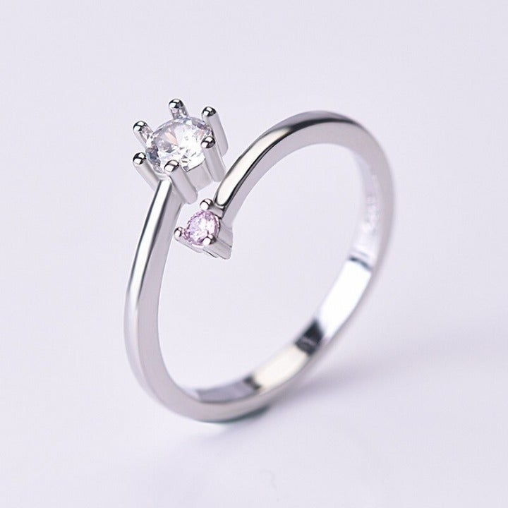 Silver Pink Sapphire Diamond Open Ring