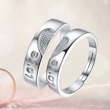 Load image into Gallery viewer, Complementary Love Hearts Silver Couple Rings
