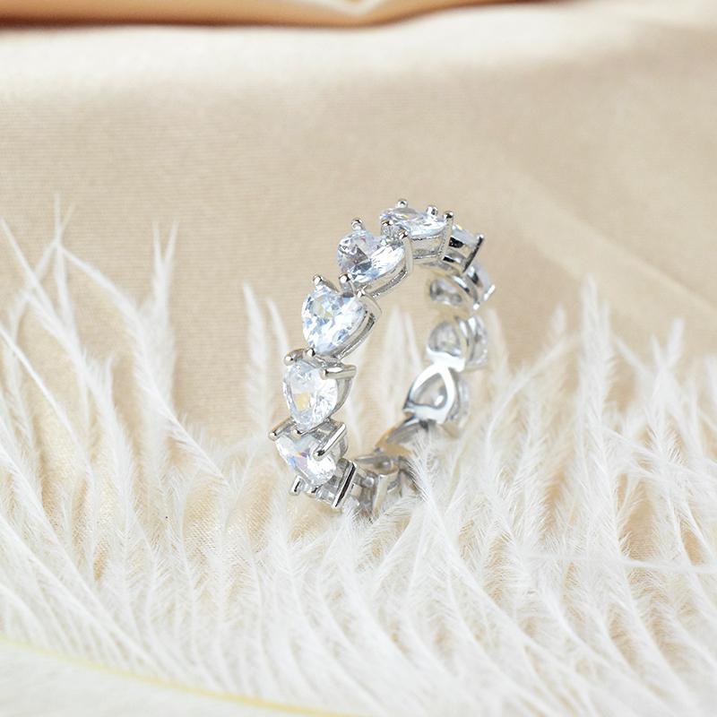 Crystal Heart Silver Ring